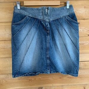 Vintage Designer Denim Blue Mini Skirt Western Retro 1980’s Size 12 Size 42 Y2K